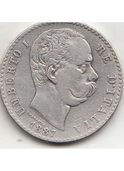 1887 Lire 2 Circolata Argento Umberto I MB+